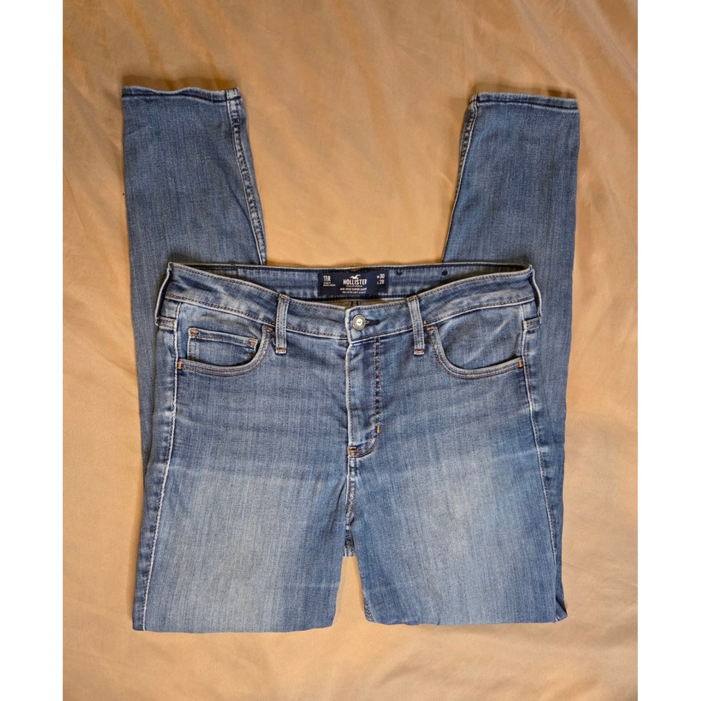 Hollister Mid-Rise Super Skinny Jeans Medium Wash Blue Soft Stretch 11R W30 L28